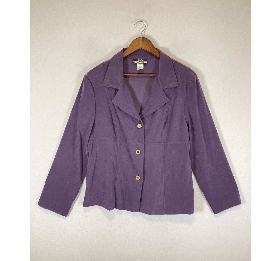 Dark Academia Whos Tracy by Tracy Evans Women 18 Purple Faux Suede Blazer Jacket